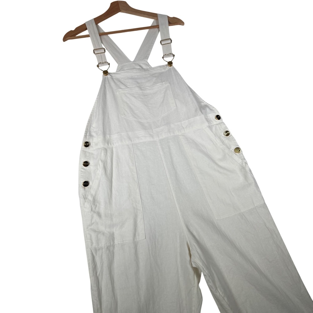 Stoney Clover Lane Target White Linen‎ Overalls Gold Heart Hardware M | Collab